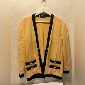 St. John color block pattern Yellow and Black Knit Cardigan